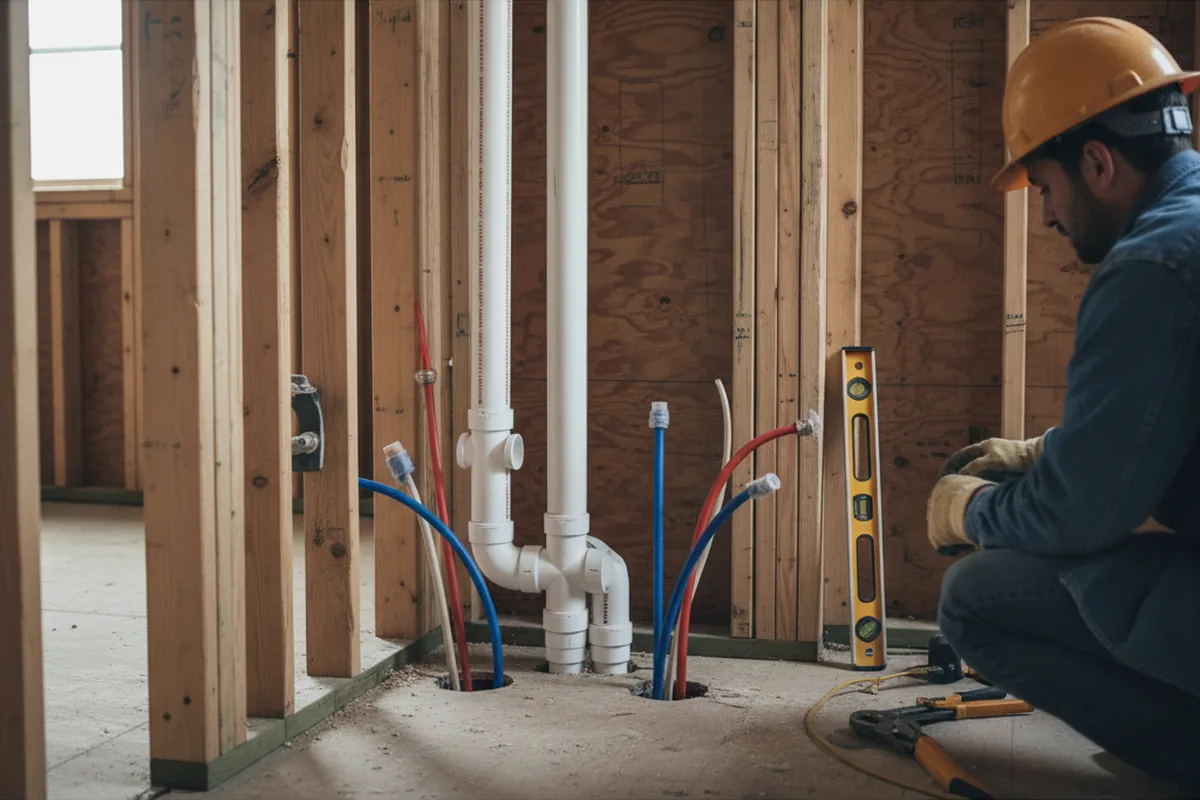 Drain and supply rough-in during Drain Cleaning in Erwin